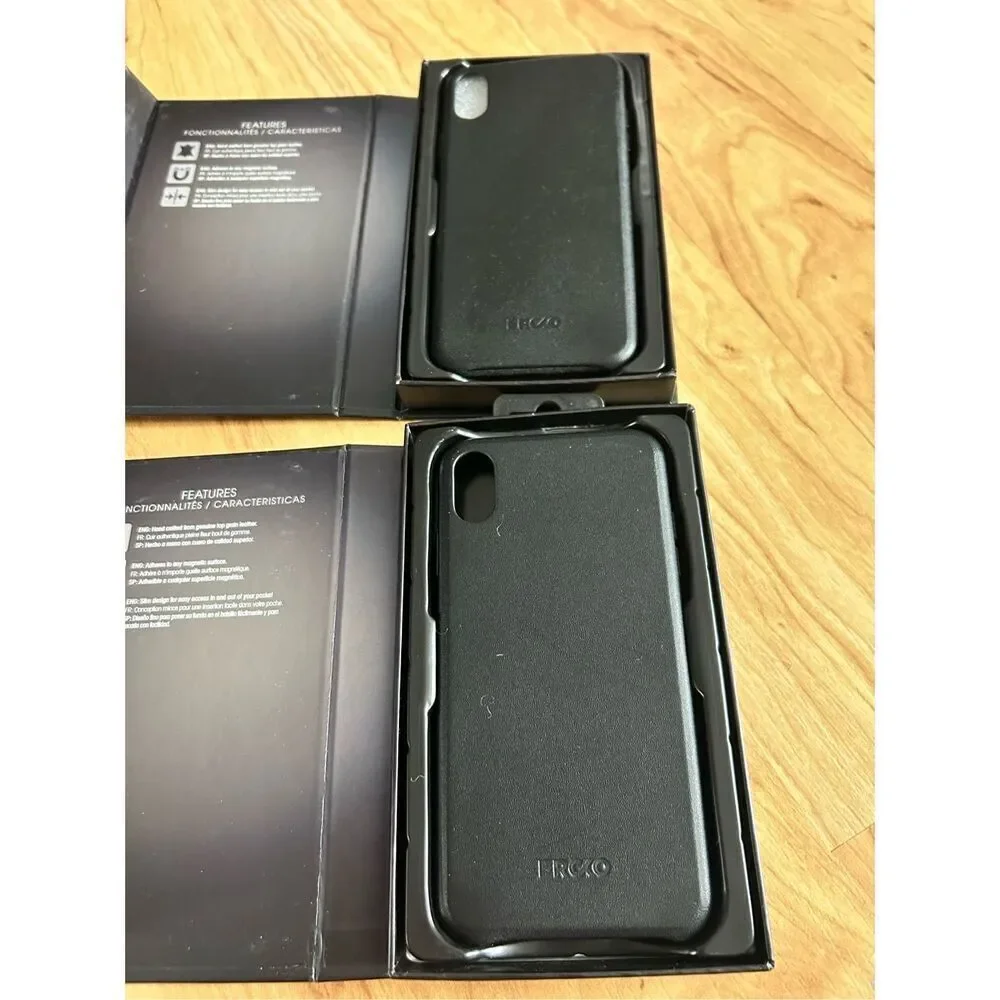 iPhone XS plus black leather case 2x
